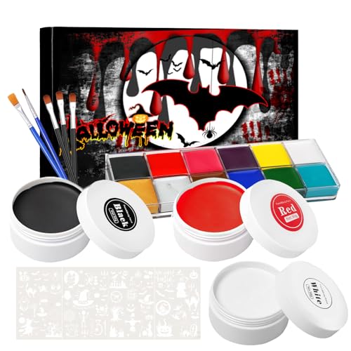 Funnity Halloween Make Up , Face Paint Halloween, Halloween Schminke Set für Theaterschminke, Halloween, Karnevalsschminke, Party Make up, Ungiftig Wasserfest Langanhaltend Funnity Halloween Make Up , Face Paint Halloween, Halloween Schminke Set für Theaterschminke, Halloween, Karnevalsschminke, Party Make up, Ungiftig Wasserfest Langanhaltend von Funnity