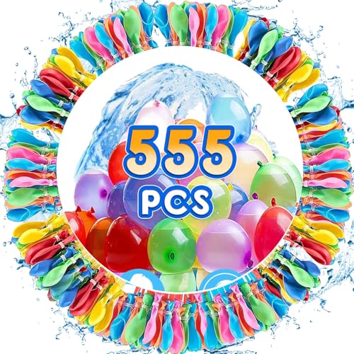 Funnity Wasserbombem Selbstschließend, 555 Stück Wasserballons, 60 Sekunden Schnellfüller, Wasser Luftballons mit 4 Wasserhahn Anschluss, Bunt Water Balloons, für Wasserspiele, Sommer Draussen von Funnity