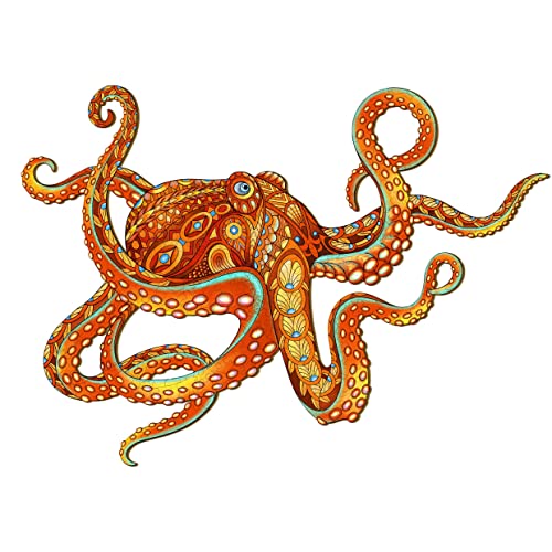 Funnli Holzpuzzle Erwachsene, Einzigartige Tierförmige Holz Puzzle(Großer Oktopus) (L- 43 * 31cm- 228 Stück) von Funnli