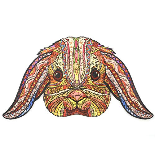 Funnli Holzpuzzle Erwachsene, Einzigartige Tierförmige Holz Puzzle(Langohr Kaninchen) (M-35 * 19cm-190 Stück) von Funnli