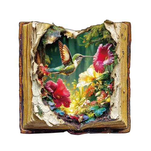 Funnli Holzpuzzle Erwachsene,Einzigartige Tierförmige/Pflanzen Holz-Puzzle (Flüsternde Flügel), Wooden Puzzle Erwachsene Mit Geschenkbox Aus Holz von Funnli