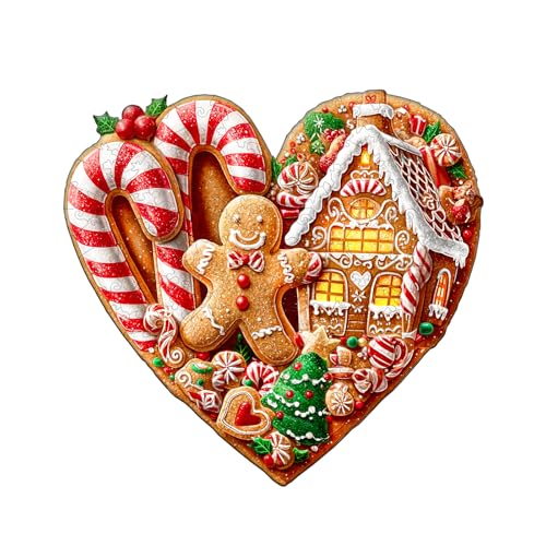 Funnli Holzpuzzle Erwachsene,Einzigartige Tierförmige/Pflanzen Holz-Puzzle (Herzförmige Weihnachtskekse), Wooden Puzzle Erwachsene Mit Geschenkbox Aus Holz von Funnli