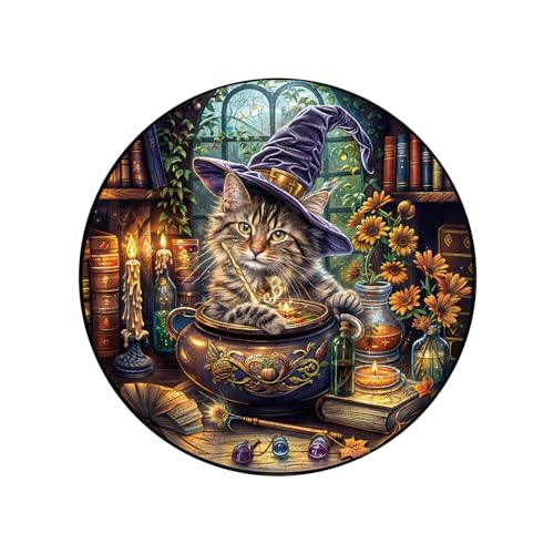 Funnli Holzpuzzle Erwachsene,Einzigartige Tierförmige/Pflanzen Holz-Puzzle (Magische Katze), Wooden Puzzle Erwachsene Mit Geschenkbox Aus Holz von Funnli