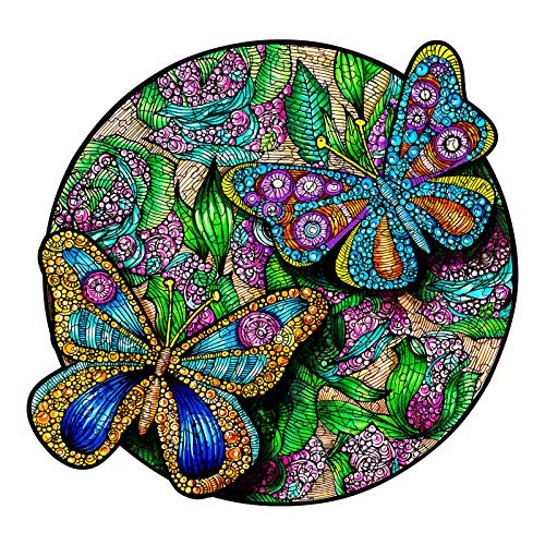 Funnli Holzpuzzles für Erwachsene und Kinder,Einzigartige Tierförmige Holz-Puzzle(Schmetterling), Puzzle aus Tierteilen 296 Stück, Spiele zur intellektuellen Entwicklun, L-30 * 28.4cm von Funnli