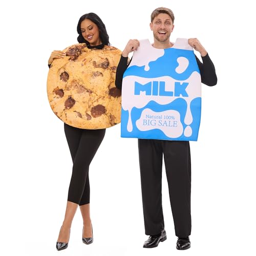 Funnlot Partner Kostüm Halloween,Halloween Partnerkostüme Erwachsene Milch und Kekse Kostüm Lustige Kostüme für Männer Damen von Funnlot
