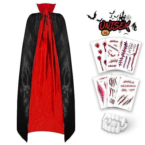 Funnlot Vampir Kostüm Damen, 8Pcs Set Vampir Umhang Zähne Tattoo Vampir Kostüm Herren Funnlot Vampir Kostüm Damen, 8Pcs Set Vampir Umhang Zähne Tattoo Vampir Kostüm Herren von Funnlot