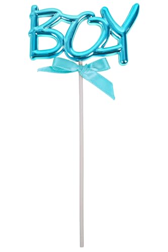 "BOY" Cake Topper Kuchendekoration | Blau - Babyshower Gender-Reveal-Party Geburt Tortendekoration 17,5 cm von Funny Fashion