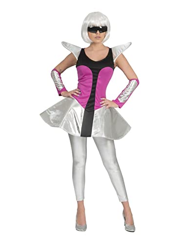 Funny Fashion Damen Kostüm Space Travel Kleid Silber/pink Armstulpen Weltraum Weltall (36/38) von Krause & Sohn
