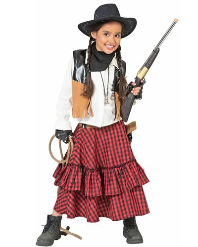Funny Fashion Cowgirl Kostüm Austine für Mädchen - Rot Schwarz | Cowboy Western Kinderkostüm 116 von Funny Fashion