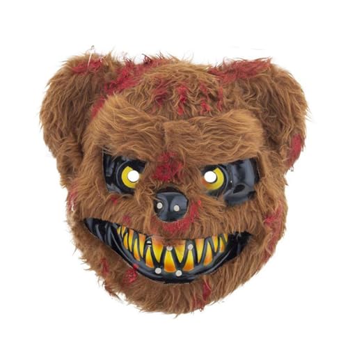 Funny Fashion Halloween Maske Horror Bär | Braun Tiermaske Blutig Bear von Funny Fashion