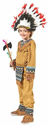 Funny Fashion Indianer Cherokee Jungen Kostüm, Braun, 104 von Funny Fashion