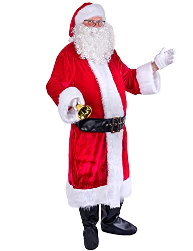 Funny Fashion Nikolaus Weihnachtsmann Kostüm Set mit Mantel Mütze und Bart | Santa Weihnachten von Funny Fashion