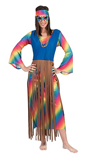 Funny Fashion Rainbow Hippie Fransen Kleid Lucy für Damen Gr. 32 34 von Funny Fashion