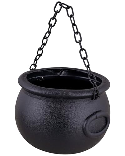 Funny Fashion Großer Hexenkessel mit Kette Ø 25 cm - Schwarz | Zubehör H: 18 cm Karneval Halloween Hexenkostüm Goldtopf Süßigkeiten Hexenzubehör Walpurgisnacht Witch Karneval von Funny Fashion