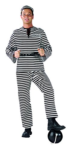 Kostüm Sträfling Alcatraz Größe 60/62 Herren Schwarz Weiß Gestreift Häftling Gefangener Ganove Gangster Gefängnis Knast Karneval Fasching Pierro's von Funny Fashion