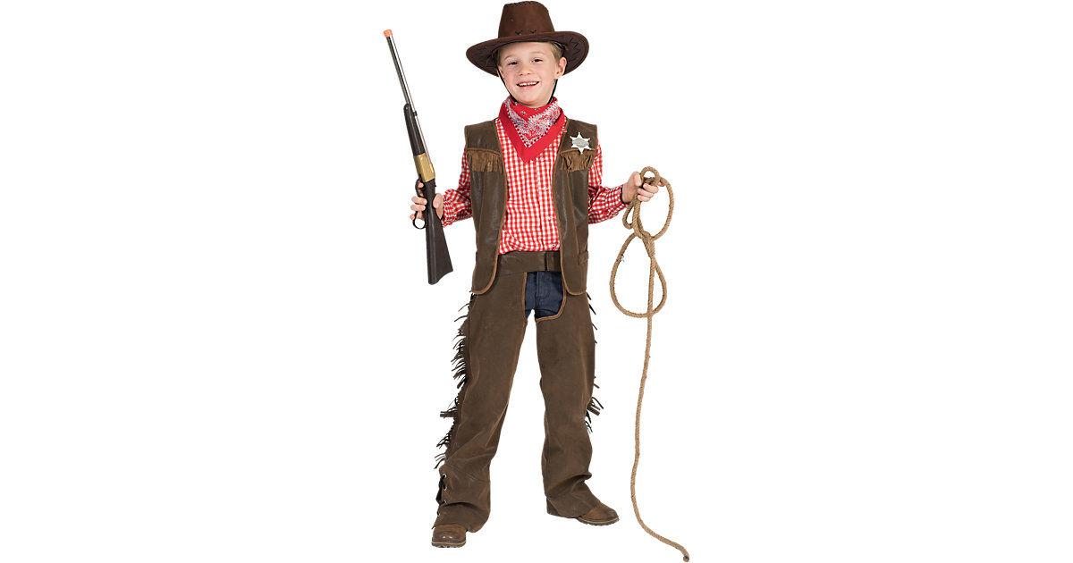 Kostüm Wild-West-Set, 3-tlg. braun Gr. 128 Jungen Kinder von Funny Fashion