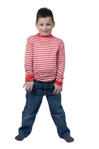 Ringelshirt für Kinder Gr. 116 - 164 (116, rot-weiß) von Funny Fashion