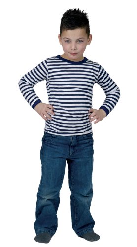 Ringelshirt für Kinder Gr. 116 - 164 (128, blau-weiß) von Funny Fashion