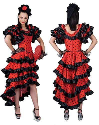 Funny Fashion Damen Kostüm (44/46) - Karneval: Flamencotänzerin Alessandra (UK 16/18) - Plus Size - Rot von Fiesta Palace