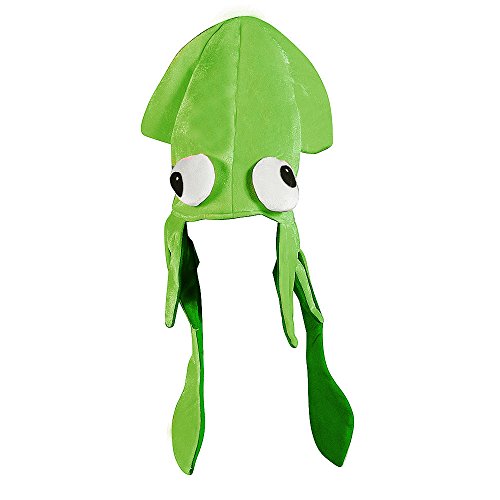 Funny Party Hats Squid Habe Mix - Großen Tintenfisch-Hut im Grün mit verrückten Augen Einheitsgröße Grün von Funny Party Hats