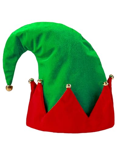 Funny World Weihnachtselfenhüte Filz Urlaub Grün Elf Kostüm Hut für Erwachsene Urlaub Xmas Party Zubehör, Grün , Einheitsgröße von Funny World