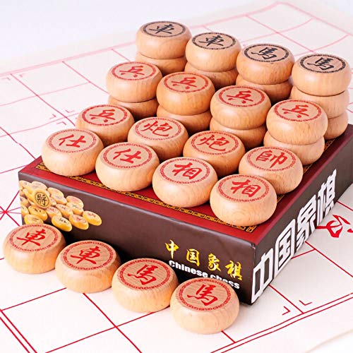 FunnyGoo 榉木中国象棋 Beechwood Xiangqi Chinese Chess Set (3.5CM Diameter, with Colourful Hard Paper Box) von FunnyGoo