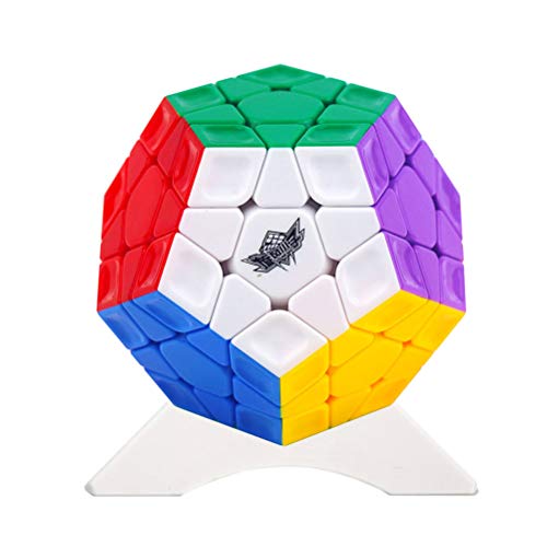 FunnyGoo Cyclone Boys 3x3 Megaminx Dodekaeder 12 Seiten Megamix Cube 3x3x12 Würfel Puzzle mit einem Würfelständer Rainbow Color Stickerless von FunnyGoo