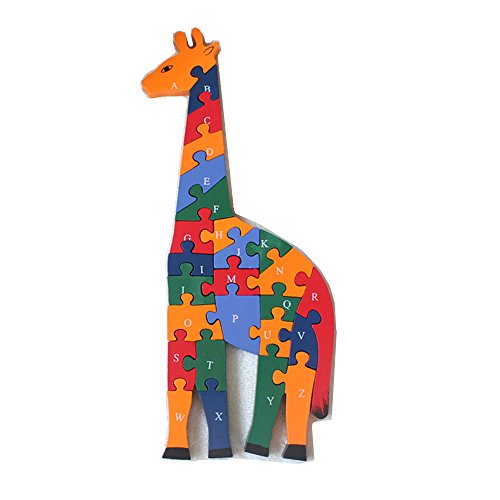 FunnyGoo Holz Giraffe Alphabete und Zahlen Puzzle Blöcke Zahlen und Buchstaben Früherziehung Spielzeug von FunnyGoo