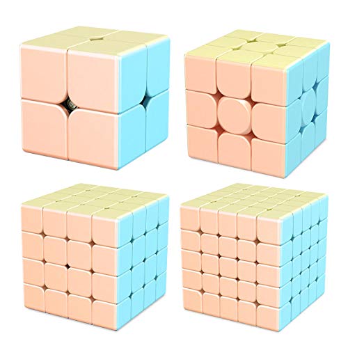 FunnyGoo MoYu Cuing Classroom Mofangjiaoshi MFJS Meilong Macaron Serie 4 Cubes 2x2 3x3 4x4 5x5 Magic Puzzle Würfel Macaron Farbe Stickerless von FunnyGoo