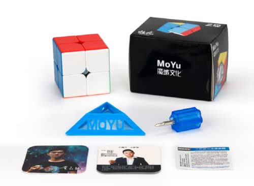 FunnyGoo MoYu MFJS Mofang Jiaoshi Würfel Klassenzimmer Meilong 2 M 2x2 Magic Puzzle Cube MeiLong 2M 2x2x2 Würfel Aufkleberlos mit MoYu Logo Tasche und Ständer (Farbe des Ständers kann variieren) von FunnyGoo