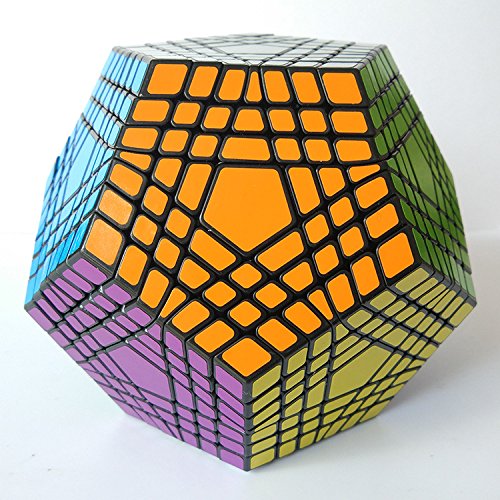 FunnyGoo Shengshou 7x7x12 Megaminx Gigaminx 7 Schicht Dodekaeder Zwölf Gesichter Magic Cubes Geschwindigkeit Cubes Puzzle Cube + One Cube Stehen (schwarz) von Oostifun