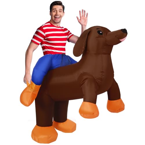 Funnysoft Aufblasbares Kostüm für Erwachsene, aufblasbarer Dackel, für Herren und Damen, lustiges Hundekostüm für Halloween-Party, Braun Funnysoft Aufblasbares Kostüm für Erwachsene, aufblasbarer Dackel, für Herren und Damen, lustiges Hundekostüm für Halloween-Party, Braun von Funnysoft