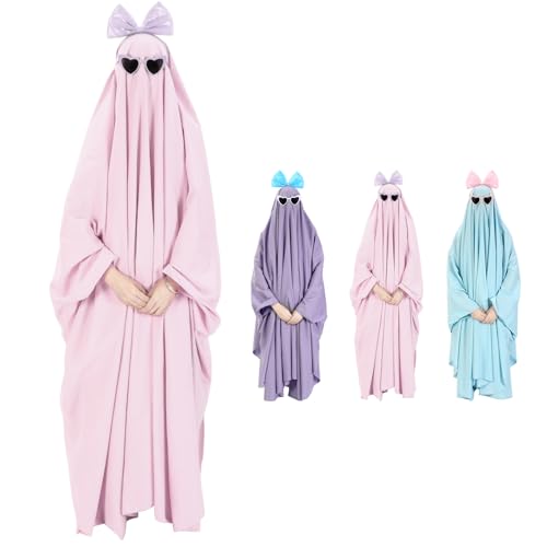 Funnysoft Halloween-Kostüm für Erwachsene, Geist, Cosplay, mit Sonnenbrille und Stirnband für Erwachsene, Cosplay-Party, Pink, 98.43" x 78.74" von Funnysoft