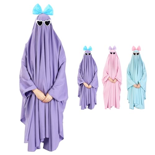 Funnysoft Halloween-Kostüm für Erwachsene, Geist, Cosplay, mit Sonnenbrille und Stirnband für Erwachsene, Cosplay-Party, Violett, 98.43" x 78.74" von Funnysoft