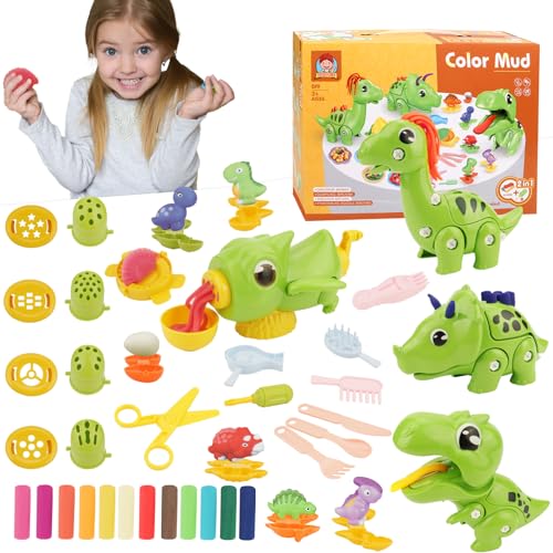Funrelaxer Dinosaurier Knete Set für Kleinkinder mit 12 Teigpackungen, Pädagogisches STEM Lernspielzeug mit 43 Zubehörteilen, DIY Spielteig-Set, Kinder 3-5 Jahre Funrelaxer Dinosaurier Knete Set für Kleinkinder mit 12 Teigpackungen, Pädagogisches STEM Lernspielzeug mit 43 Zubehörteilen, DIY Spielteig-Set, Kinder 3-5 Jahre von Funrelaxer