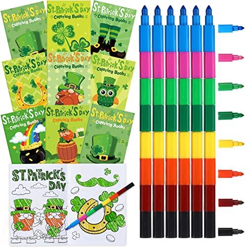 Malbücher zum St. Patrick's Day für Kinder, Großpackung mit 24 stapelbaren Buntstiften, Saint Patrick Day, Kinder-Partygeschenk-Set, grünes Kleeblatt, Glücksklee, Aktivitätsbücher für irische Malbücher zum St. Patrick's Day für Kinder, Großpackung mit 24 stapelbaren Buntstiften, Saint Patrick Day, Kinder-Partygeschenk-Set, grünes Kleeblatt, Glücksklee, Aktivitätsbücher für irische von Funrous