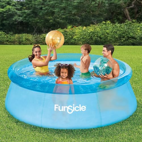 FUNSICLE, Pool, selbsthaftend, transparent, blau, ideal für 4 Kinder, Fassungsvermögen 2302 l, Durchmesser 2,44 m, Höhe 76 cm, einfache Installation FUNSICLE, Pool, selbsthaftend, transparent, blau, ideal für 4 Kinder, Fassungsvermögen 2302 l, Durchmesser 2,44 m, Höhe 76 cm, einfache Installation von Funsicle