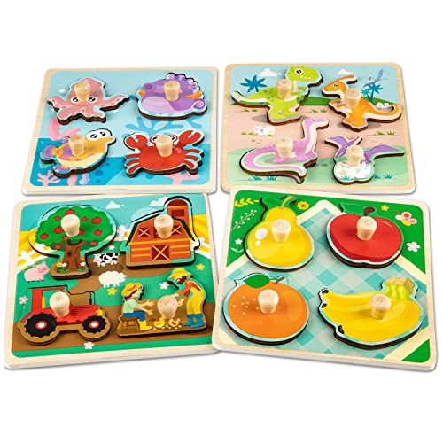 Funsland Holzpuzzle Holzspielzeug für Kinder, 4 Stück Montessori Baby Puzzle mit Griff, Lernspielzeug Pädagogisches Spielzeug Cartoon Tiere Holzpuzzle Geschenk Montessori Spielzeug ab 1 2 Jahr Funsland Holzpuzzle Holzspielzeug für Kinder, 4 Stück Montessori Baby Puzzle mit Griff, Lernspielzeug Pädagogisches Spielzeug Cartoon Tiere Holzpuzzle Geschenk Montessori Spielzeug ab 1 2 Jahr von Funsland