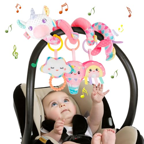Funsland Kinderwagen Spielzeug, Baby Activity Spirale Spielzeug mit Musik, Hängendes Spiral Plüsch Spielzeug für Kinderbett/Autositz/Babyschale, Neugeborene Geschenk für Baby 0 3 6 12 Monate, Rosa Funsland Kinderwagen Spielzeug, Baby Activity Spirale Spielzeug mit Musik, Hängendes Spiral Plüsch Spielzeug für Kinderbett/Autositz/Babyschale, Neugeborene Geschenk für Baby 0 3 6 12 Monate, Rosa von Funsland