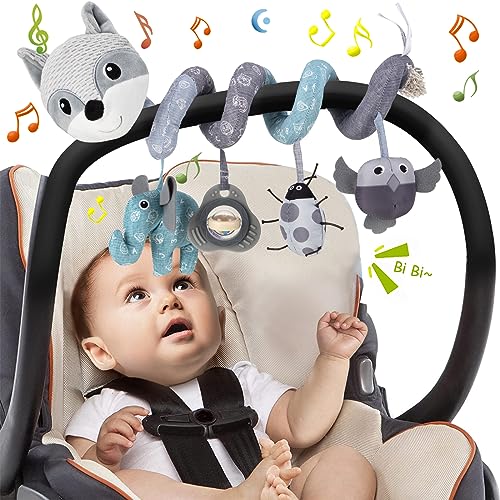 Funsland Kinderwagen Spielzeug, Baby Activity Spirale Spielzeug mit Musik, Hängendes Spiral Plüsch Spielzeug für Kinderbett/Autositz/Babyschale, Neugeborene Geschenk für Baby 0 3 6 12 Monate, Grau Funsland Kinderwagen Spielzeug, Baby Activity Spirale Spielzeug mit Musik, Hängendes Spiral Plüsch Spielzeug für Kinderbett/Autositz/Babyschale, Neugeborene Geschenk für Baby 0 3 6 12 Monate, Grau von Funsland
