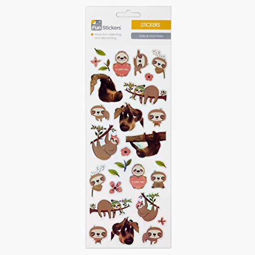 Sloth Stickers for Children, Kids, Toddlers, Adults - Scrapbook Craft Decorating Activities and Party Bag Filler Favours - Fun Cool Cute Sticker Pack for Boys Girls von Funstickers