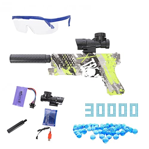 2023 Neueste Gell-Ball-Blaster Pistole, Automatische Splatter Ball Gun mit Schutzbrille und 30000 Munition 7-8 mm für Kinder und Erwachsene, Spielzeugpistole -grün von Funthy