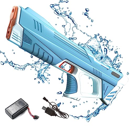 Elektrisch Wasserpistole für Kinder Erwachsene, Hohe Kapazität Wasserpistole, One Button, Spielzeug für Pool, Strand, Outdoor, Sommer, Wasserblaster, Kampfspielzeug auf dem Wasser, Blau von Funthy