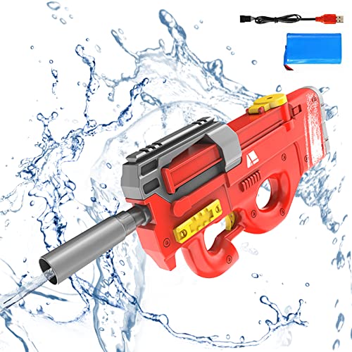 Elektrische Wasserpistolen für Erwachsene Kinder, Automatische Wasserpistole 1500mah Batteriebetriebene Spritzpistole,Wasser Blaster 33-39ft Reichweite im Freien Strand Pool Garten Spielzeug-Red Elektrische Wasserpistolen für Erwachsene Kinder, Automatische Wasserpistole 1500mah Batteriebetriebene Spritzpistole,Wasser Blaster 33-39ft Reichweite im Freien Strand Pool Garten Spielzeug-Red von Funthy