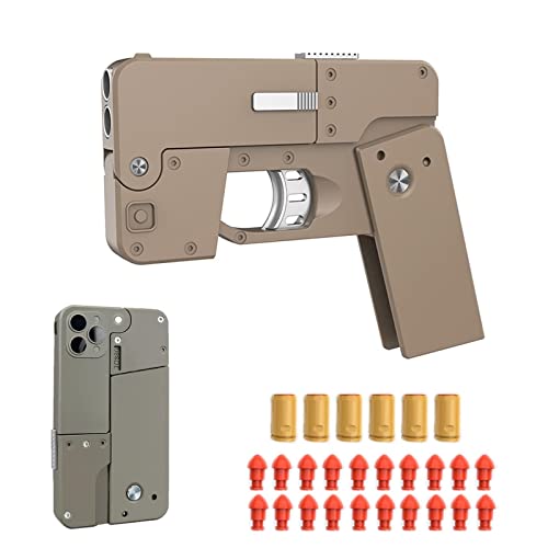 Klappbares Handy Spielzeugpistole, Schaumstoff Blaster Pistole - Halbautomatische Repetierpistole mit 6-Korn-Gehäusen und 20-Korn-Sprengköpfen, für Jungen ab 6 Jahren-Sand Klappbares Handy Spielzeugpistole, Schaumstoff Blaster Pistole - Halbautomatische Repetierpistole mit 6-Korn-Gehäusen und 20-Korn-Sprengköpfen, für Jungen ab 6 Jahren-Sand von Funthy