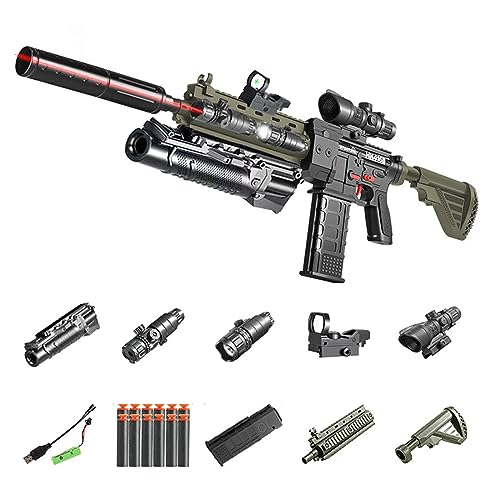 M416 Spielzeugpistole, Kinderpistole Eva Soft Bullet Sniper Toy Foam Blasters Shell Ejecting, Schaumstoff-Blaster Gewehr Spielzeug mit Automatischem Auswurf, Shooting Games für Kinder Erwachsene-Grün von Funthy