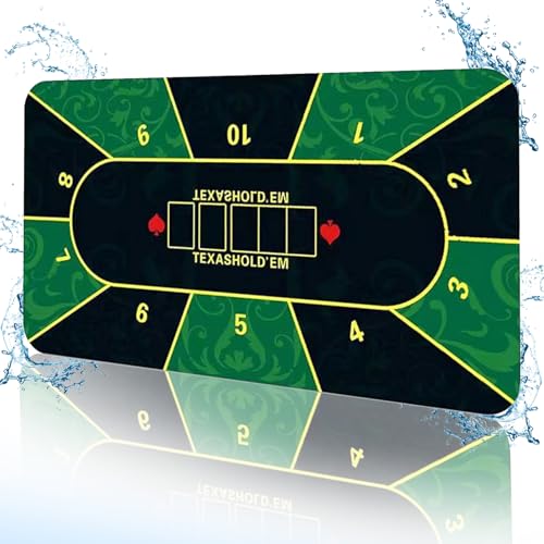 180 x 90 cm Pokermatte, 8–10 Spieler Texas Hold'em Poker Gummimatte Topper für Tische, zusammenklappbares Pokertisch-Layout für Spielkarten, Pokerspiele, Blackjack, Casino, tragbares Pokerzubehör 180 x 90 cm Pokermatte, 8–10 Spieler Texas Hold'em Poker Gummimatte Topper für Tische, zusammenklappbares Pokertisch-Layout für Spielkarten, Pokerspiele, Blackjack, Casino, tragbares Pokerzubehör von Funvalley Surperfect