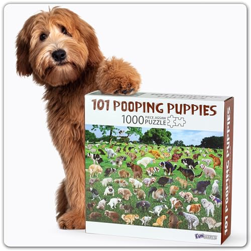 Funwares Original 101 Pooping Puppies - Lustiges Puzzle - Perfektes Weißes Elefant Gag Geschenk für Erwachsene und Kinder - 1000 Teile von Funwares