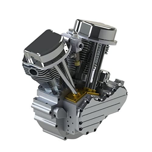 Funwetrike Motor Bausatz, FG-VT157 15,7 CCM V-Typ 2-Zylinder 4-Takt Luftgekühltes Benzinmotormodell, Motorradmotormodell, Modell eines Verbrennungsmotors, für RC Modellautos-Silber von Funwetrike