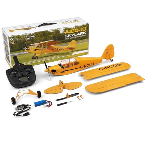 Funwetrike RC Flugzeug 2.4G 4CH Brushless Remote Control Airplane 3D/6G EPP Fixed Wing Aircraft with LED Light Ready to Fly Aircraft for Beginner (RTF Version) (A160 Yellow) von Funwetrike